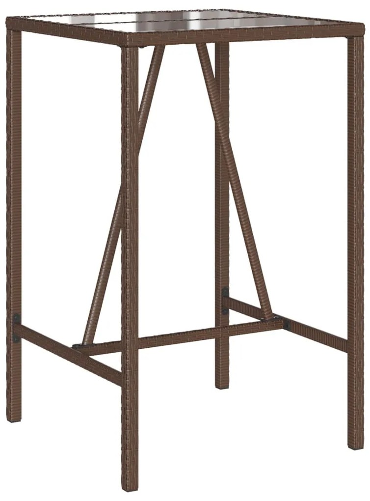 Mesa de bar para exterior 70x70x110 cm vime PE castanho