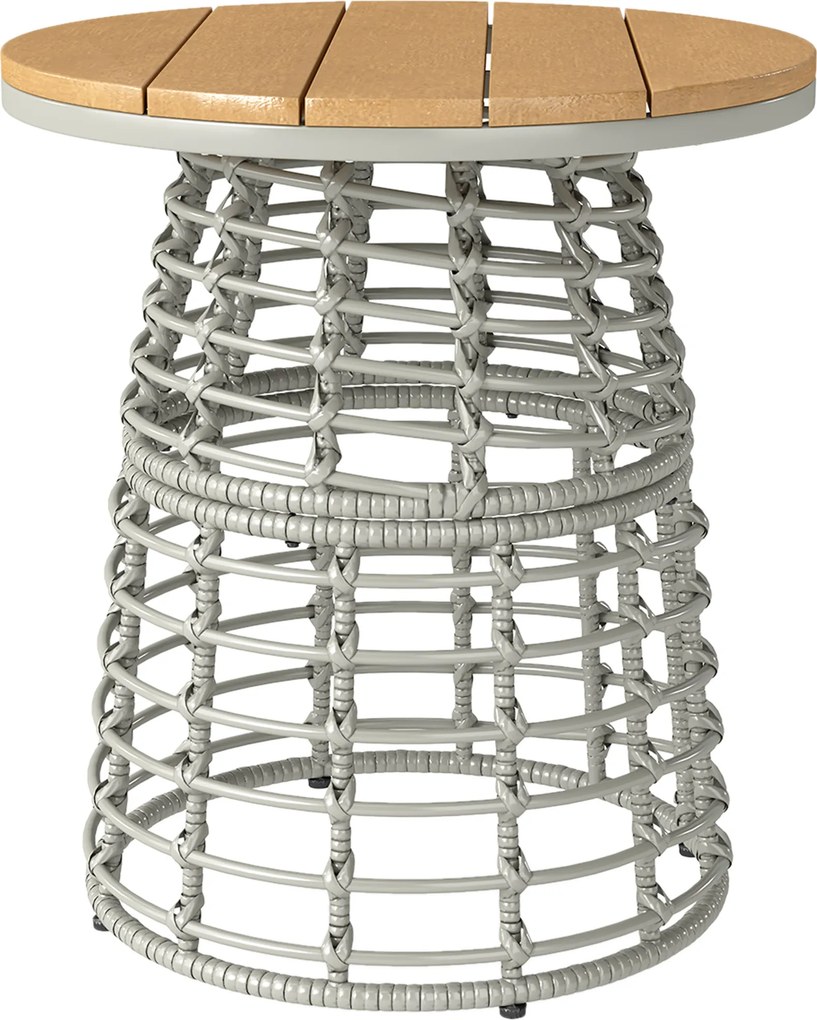 Outsunny Mesa de centro para jardim mesa auxiliar exterior redonda em resina com efeito rattan aço e tampo composto Ø45 x 50 cm cinza | Aosom Portugal