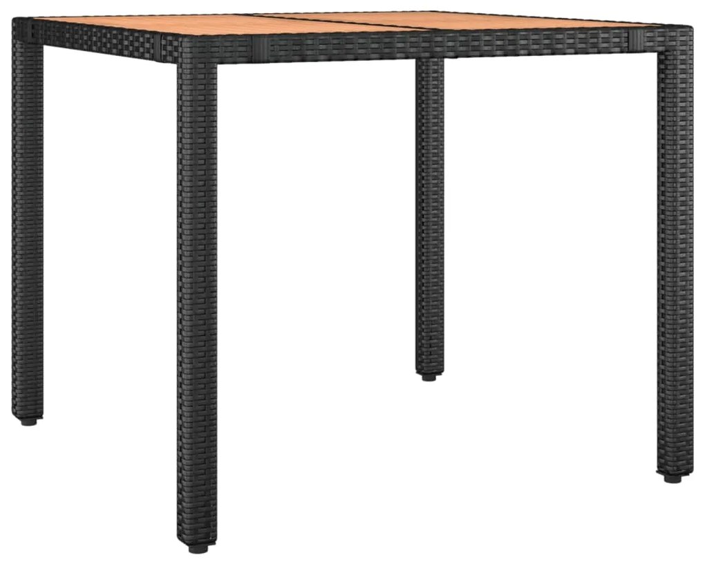 3 pcs conjunto de bistrô com almofadões vime PE preto