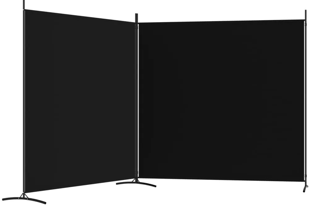Divisória/biombo com 2 painéis 348x180 cm tecido preto