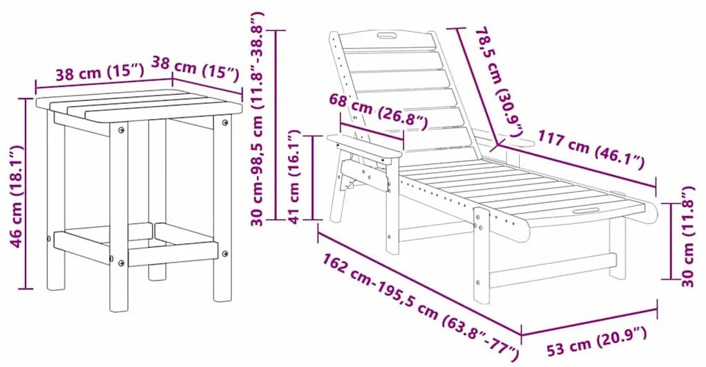 Conjunto de Lounge de Jardim com 3 Peças Branco HDPE