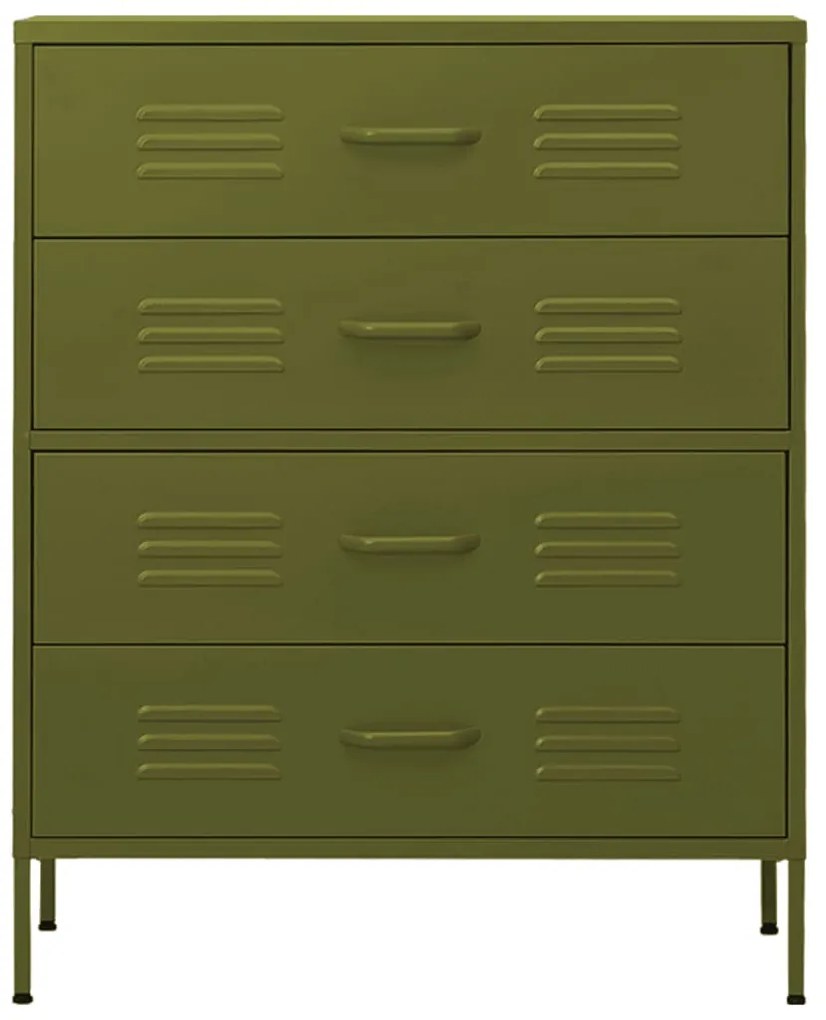Cómoda/aparador com gavetas aço 80x35x101,5 cm verde-azeitona