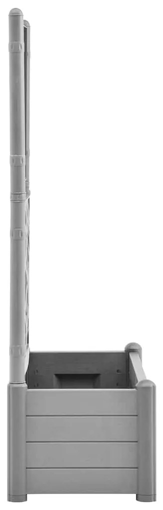 Vaso/floreira de jardim c/ treliça 100x43x142 cm PP cinza pedra