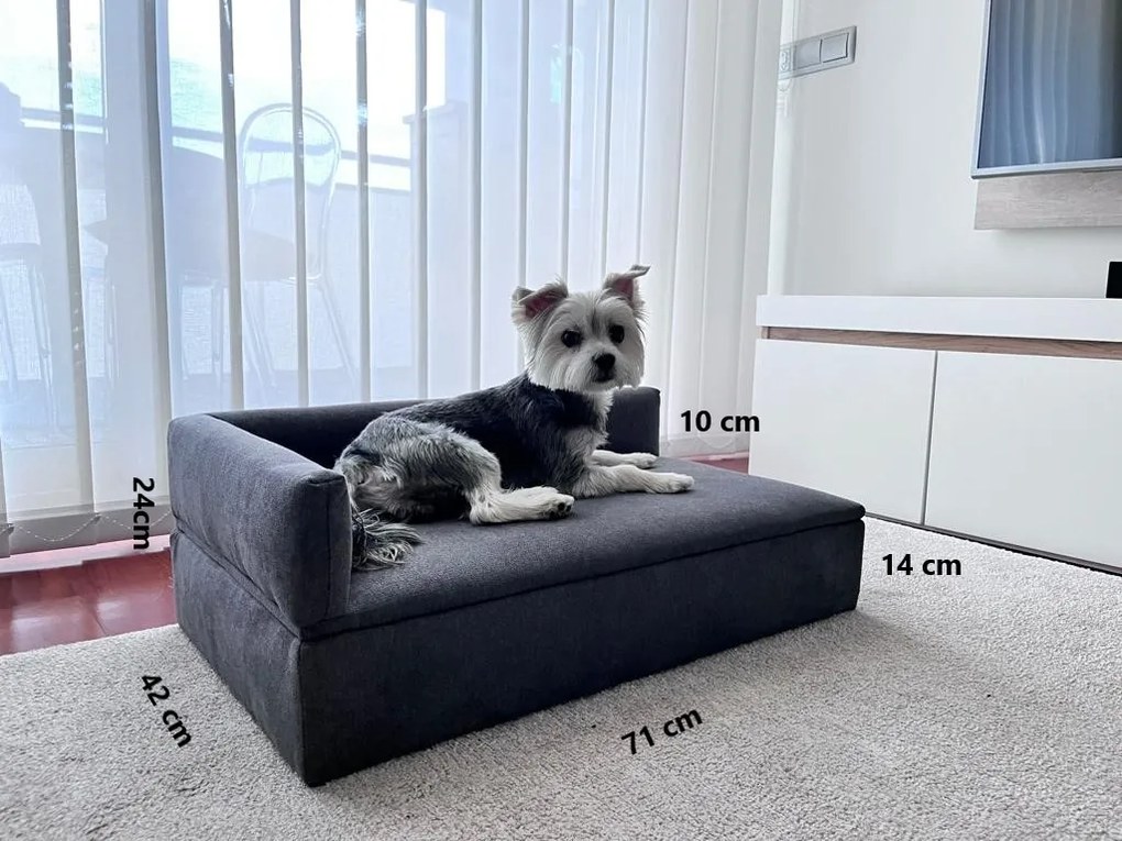 Sofá Cama DUQUE, 71x42x24cm, Sofá Cama para Cães Pequenos ou Médios - Sofá Cama para Animais de Estimação, Cães ou Gatos, Tecido Especial e Resistente