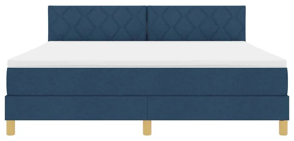 Cama Box Spring com Colchão e LED Azul 180x200 cm Tecido
