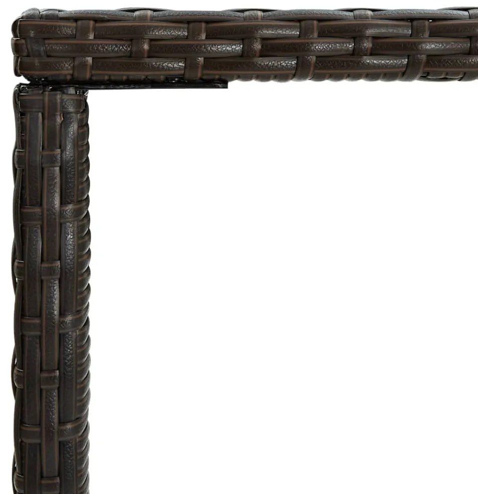 Mesa de bar para jardim 70x70x110 cm vidro e vime PE castanho