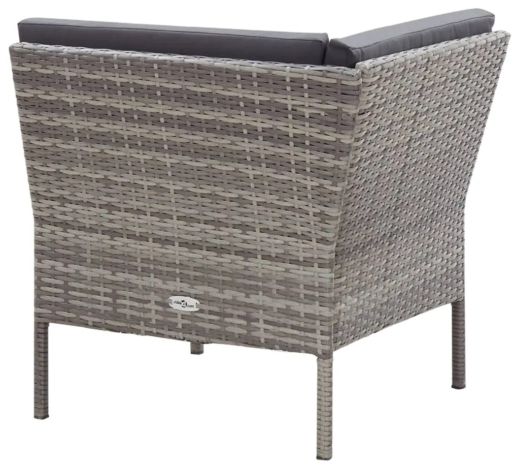 Conjunto lounge de jardim c/ almofadões 3 pcs vime PE cinzento