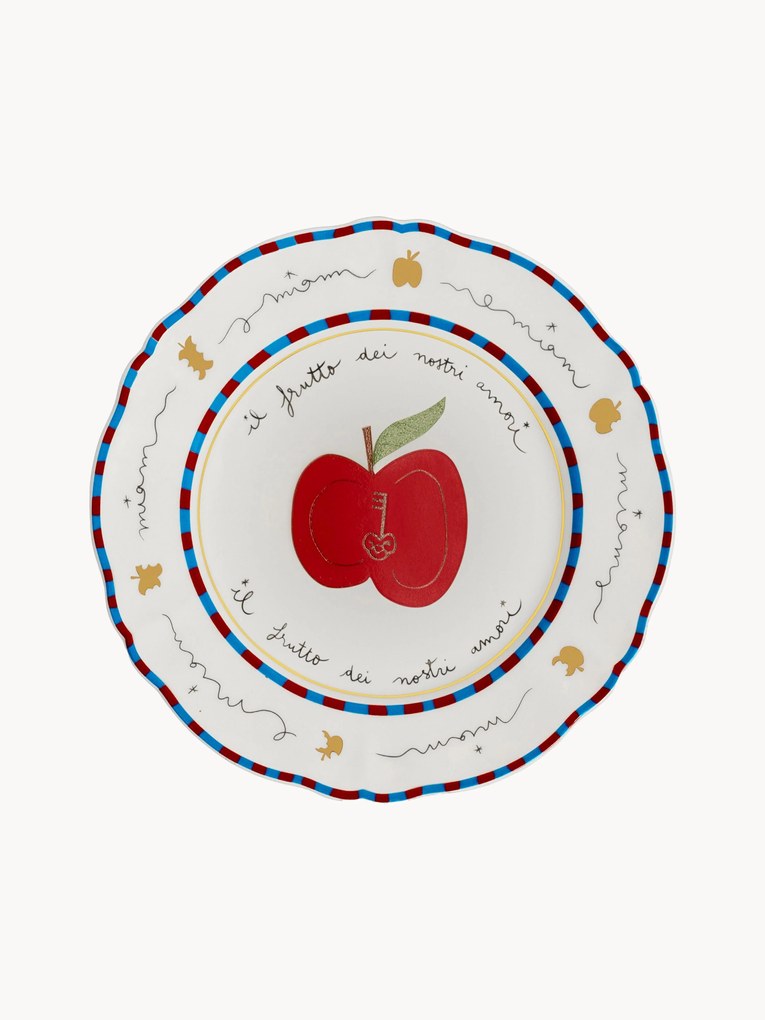 Prato de pequeno-almoço em porcelana artesanal Apple
