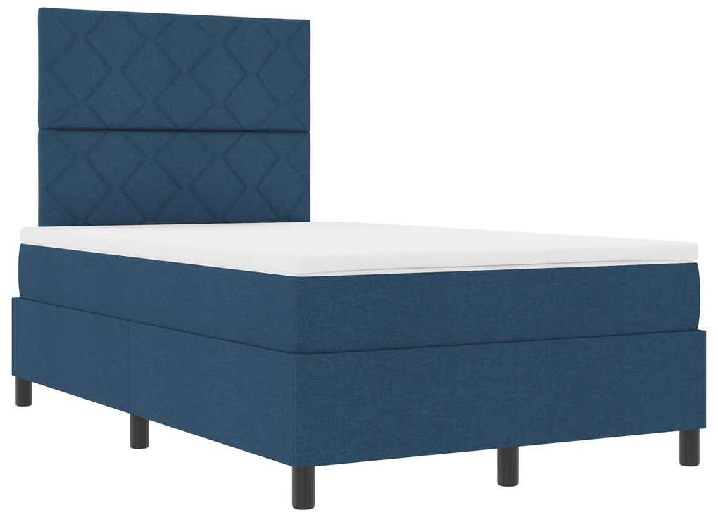 Cama Box Spring com Colchão Azul 120x200 cm Tecido