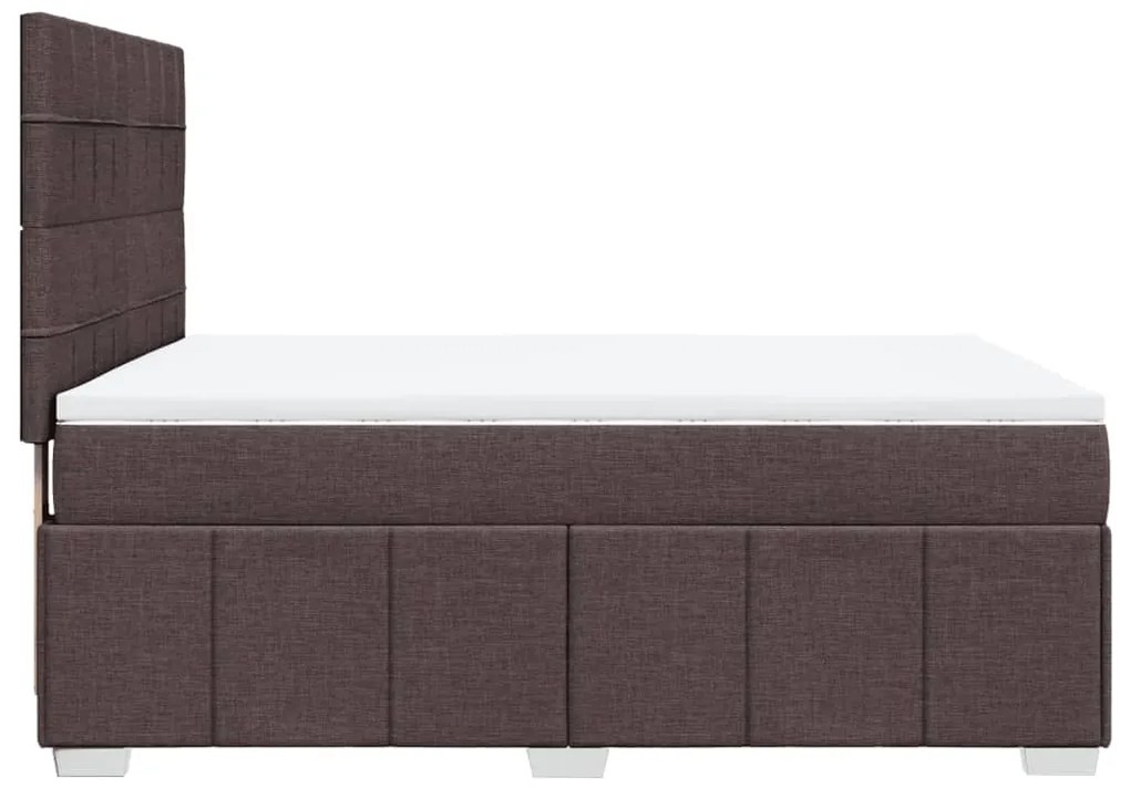 Cama com molas/colchão 160x200 cm tecido castanho-escuro
