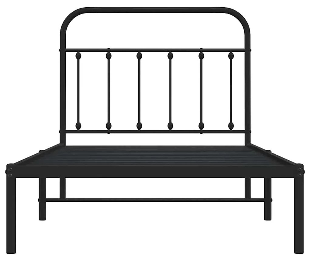 Estrutura de cama com cabeceira 100x190 cm metal preto