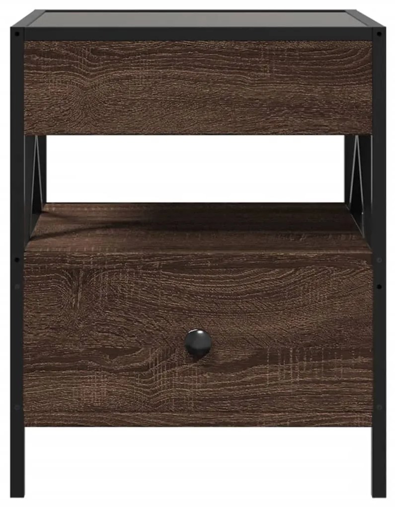 Mesa de cabeceira c/ LED Infinity 40x40x51 cm carvalho castanho