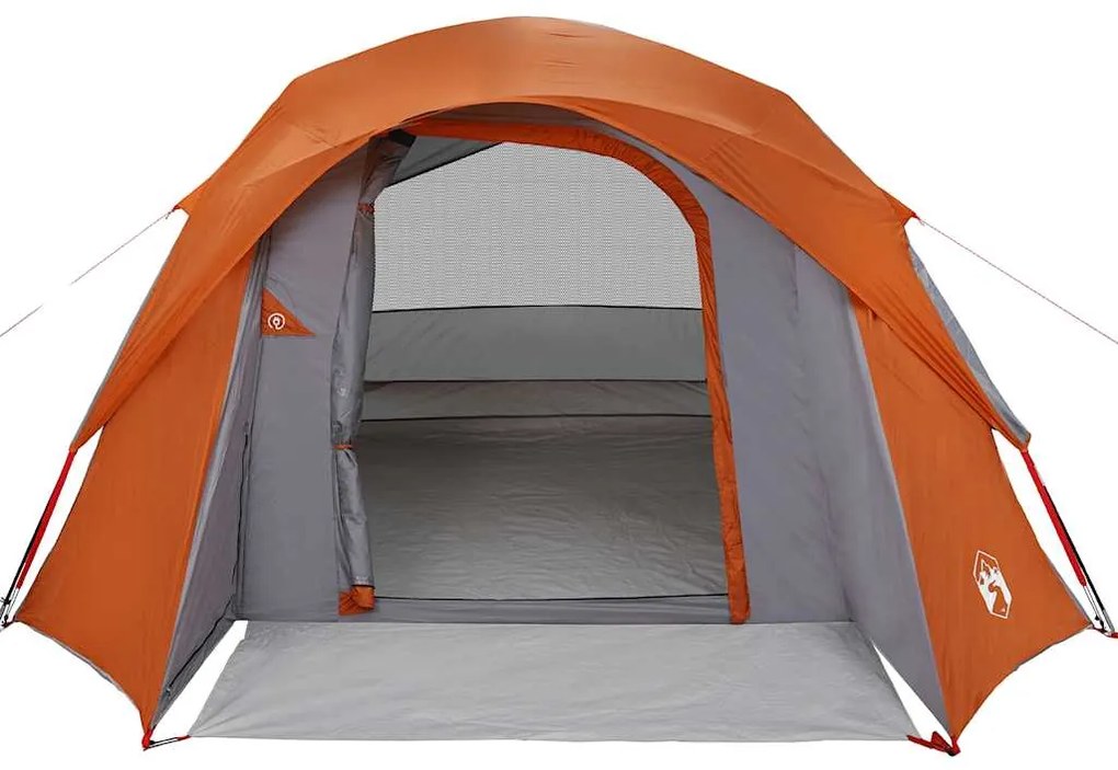 Tenda de campismo cabana p/ 4 pessoas impermeável cinza/laranja