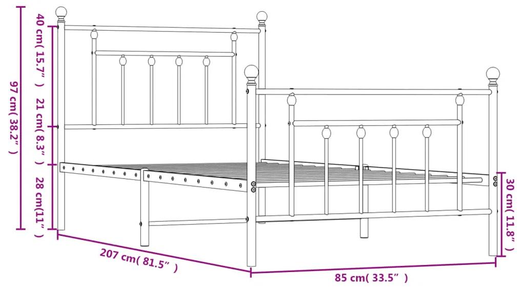 Estrutura de cama com cabeceira e pés 80x200 cm metal preto
