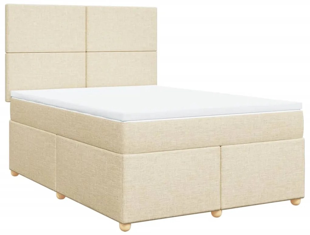 Cama com molas/colchão 140x200 cm tecido cor creme