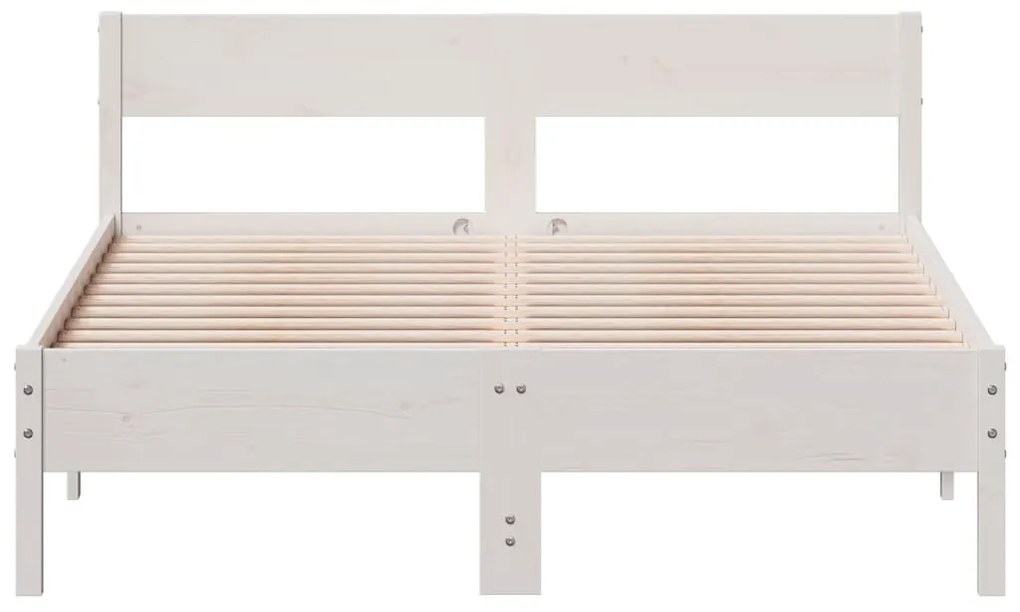 Cama sem colchão 140x190 cm madeira de pinho maciça branco