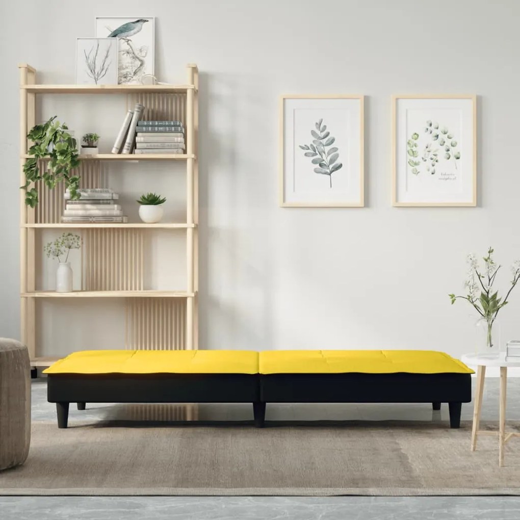 Sofá-cama tecido amarelo-claro