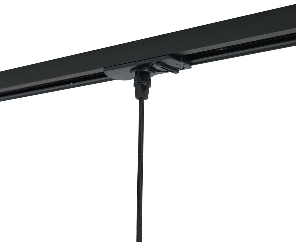 Candeeiro suspenso moderno preto com vidro branco para sistema de calha monofásico - Iconic Perle Moderno