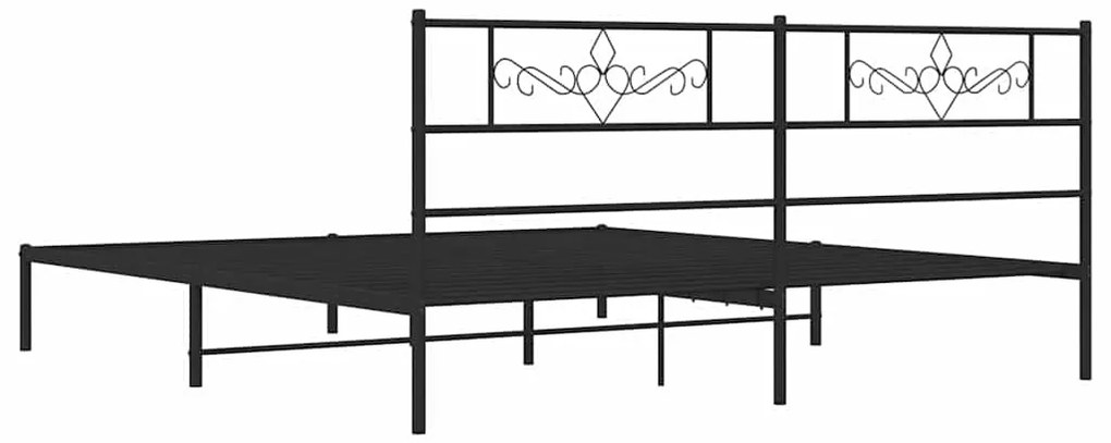 Estrutura de cama com cabeceira 183x213 cm metal preto