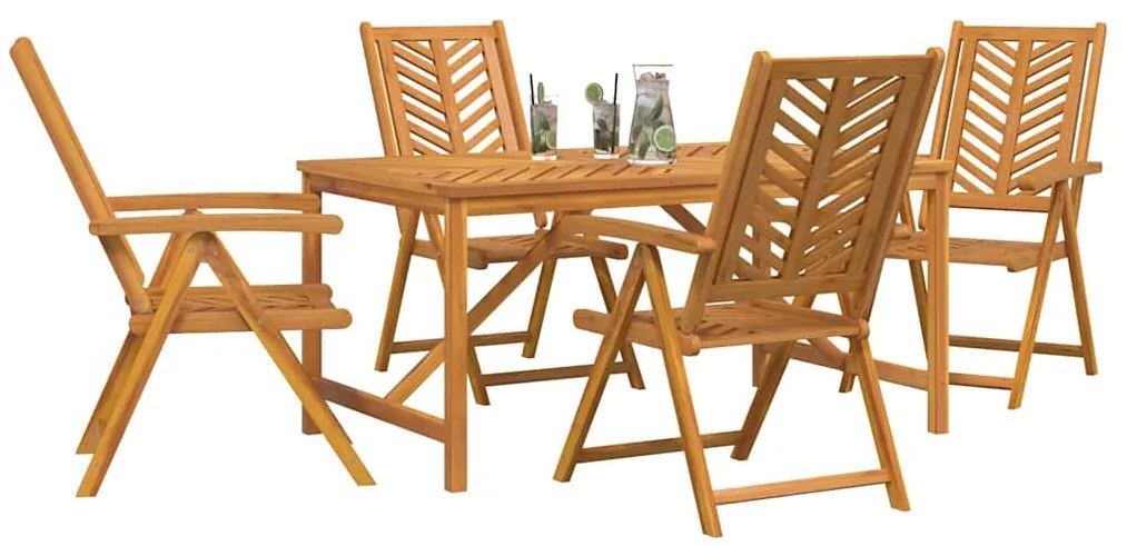 Conjunto de Jantar de 5 Peças Madeira Sólida de Acácia