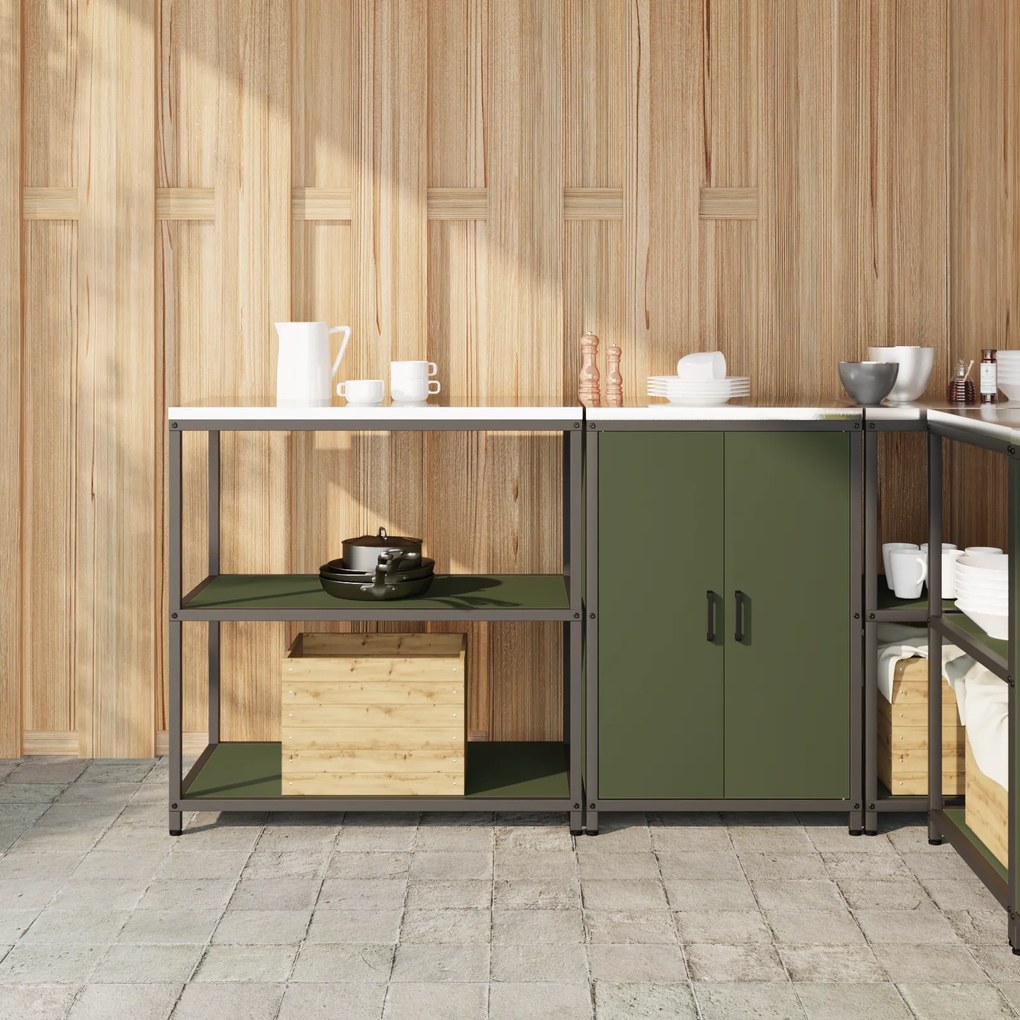 vidaXL Conjunto de Armazenamento de Cozinha 2 pcs Verde Oliva
