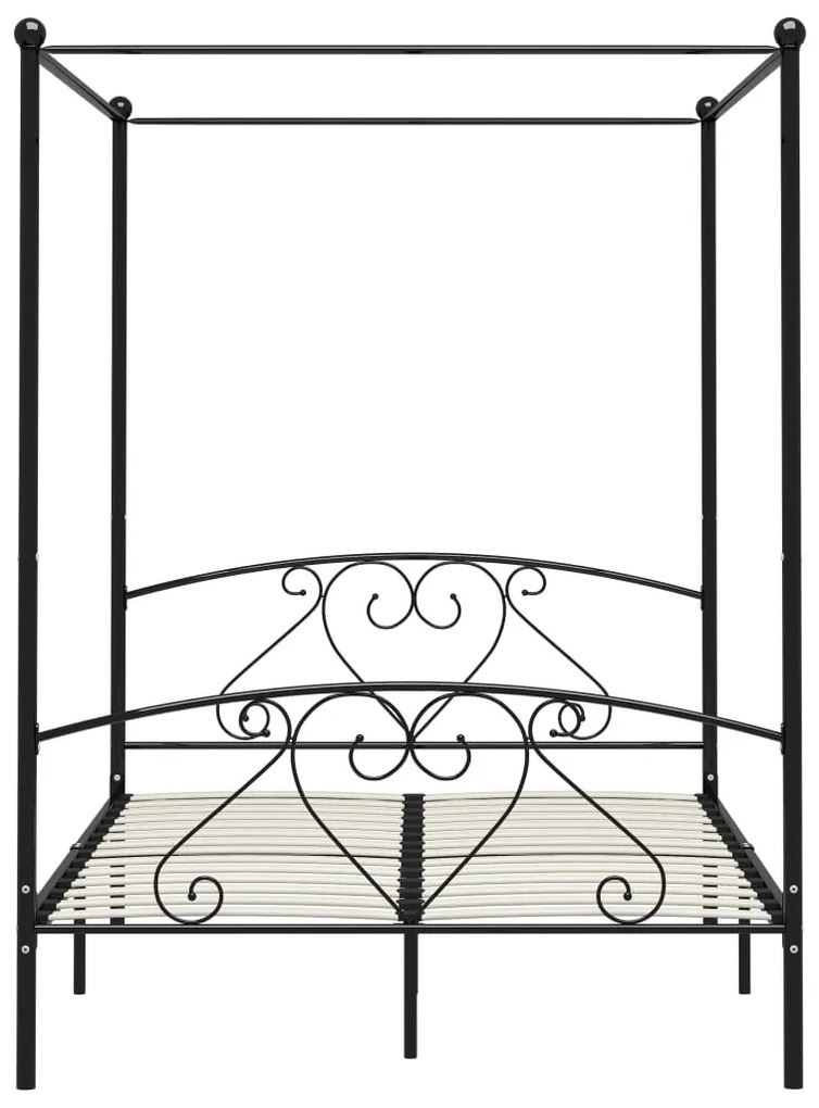 Estrutura de cama com dossel metal 140x200 cm preto