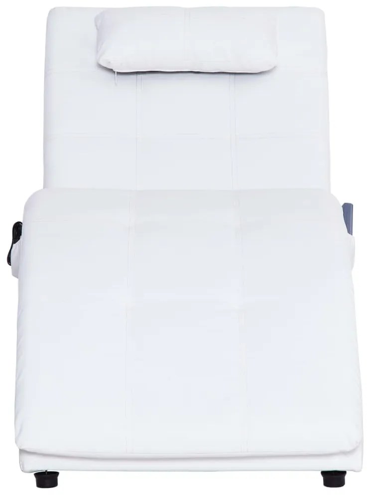 Chaise longue de massagem c/ almofada couro artificial branco