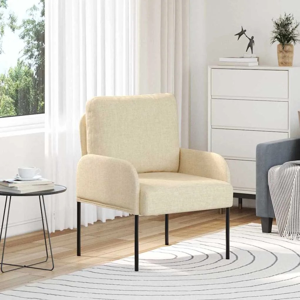 vidaXL Sofás com almofada 55cm Creme Contraplacado