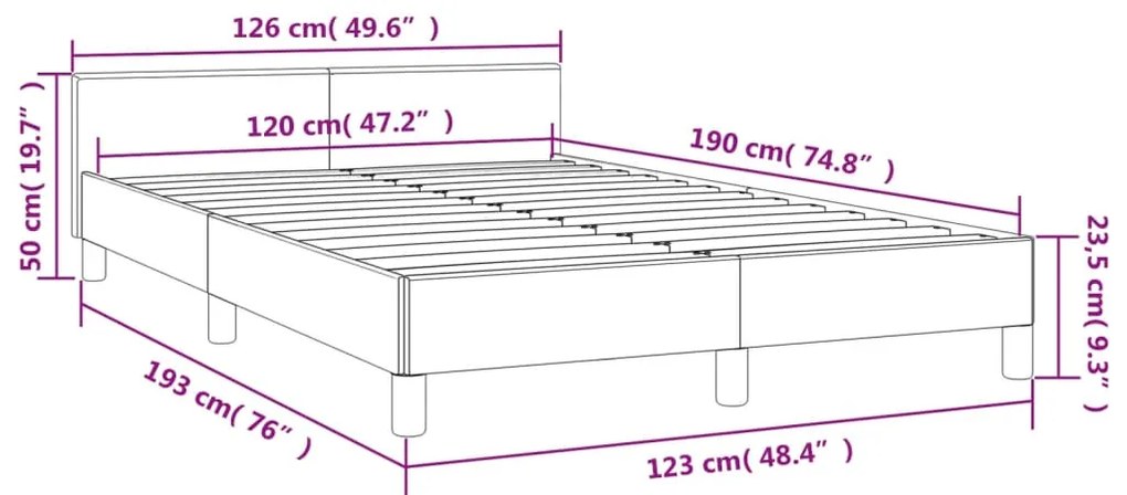 Estrutura cama c/ cabeceira 120x190 cm tecido cinza-acastanhado