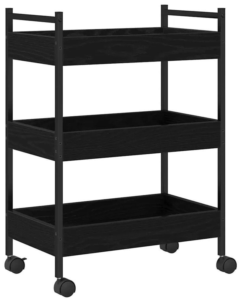 Carrinho de Cozinha vidaXL Carvalho Preto 50x30x70 cm Madeira de Engen