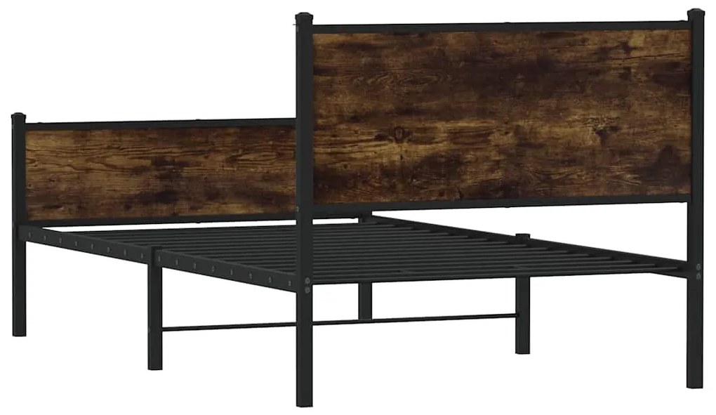 Estrutura de cama sem colchão 120x200 cm metal carvalho fumado