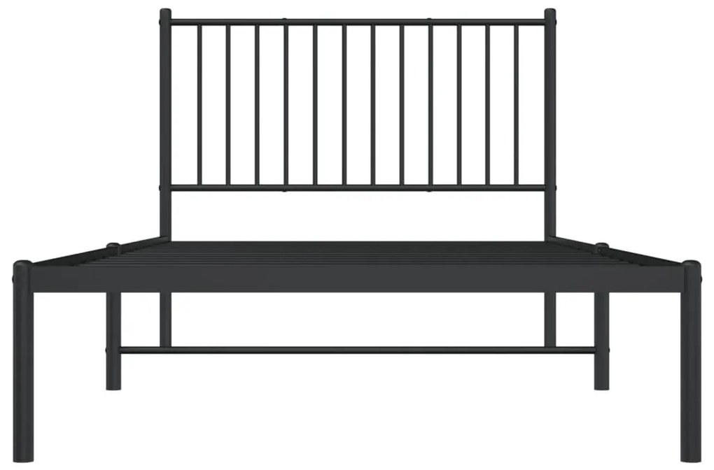 Estrutura de cama com cabeceira 100x200 cm metal preto