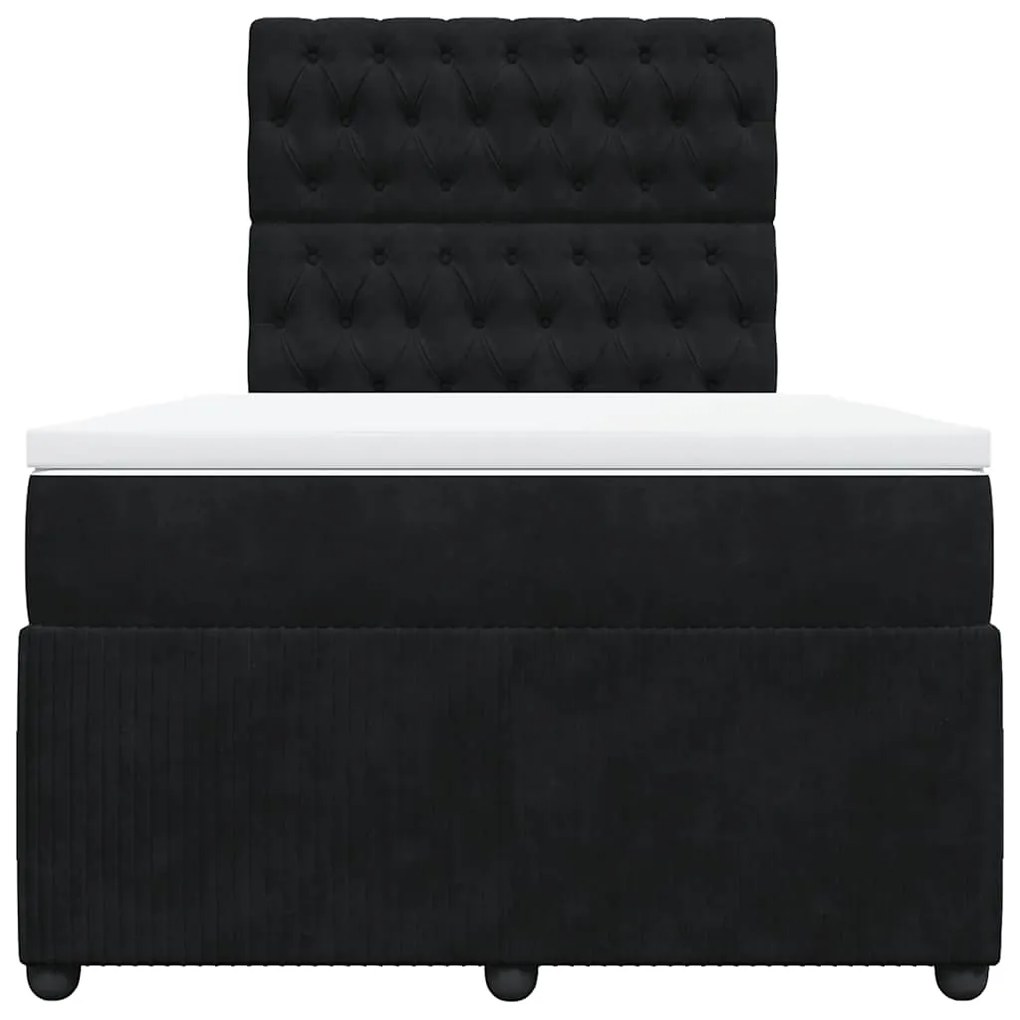 Cama boxspring com colchão 120x190 cm veludo preto