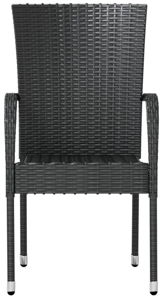 3 pcs conjunto de jantar para jardim vime PE preto