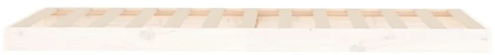 Estrutura cama de solteiro pequena 75x190cm pinho maciço branco