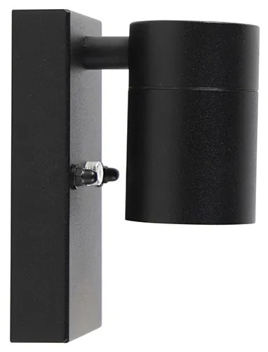 Candeeiro de parede exterior moderno preto IP44 com sensor crepuscular - Solo