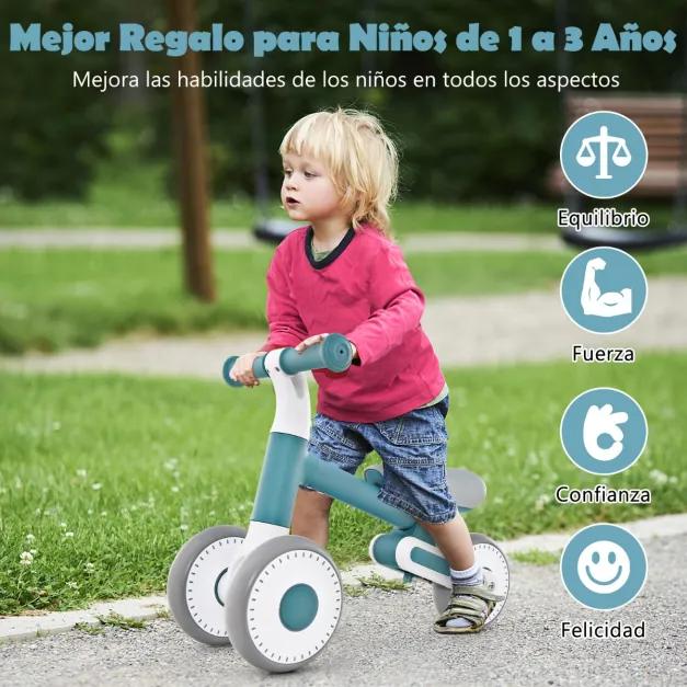 Bicicleta de equilíbrio infantil com assento regulável em altura e design duplo para bebés a partir de 1 ano ou até 25 kg Azul