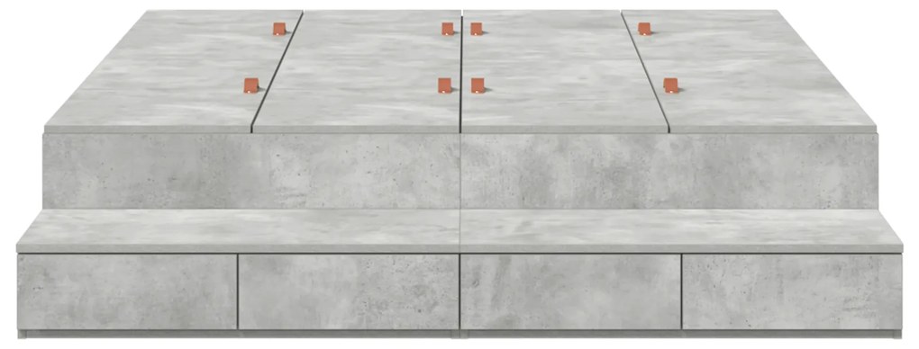 Cama de armazenamento Cinza Concreto 140x200 cm