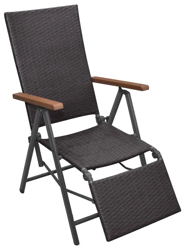 vidaXL Cadeira reclinável vime PE castanho