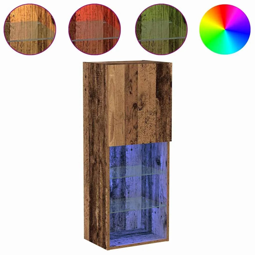 Estante para TV vidaXL com Luzes LED Madeira Antiga 40,5x30x102 cm