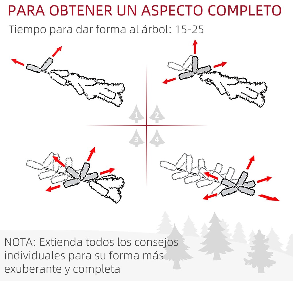 HOMCOM Árvore de Natal Artificial 150cm com 676 Ramas e 41 Pinhas Folh