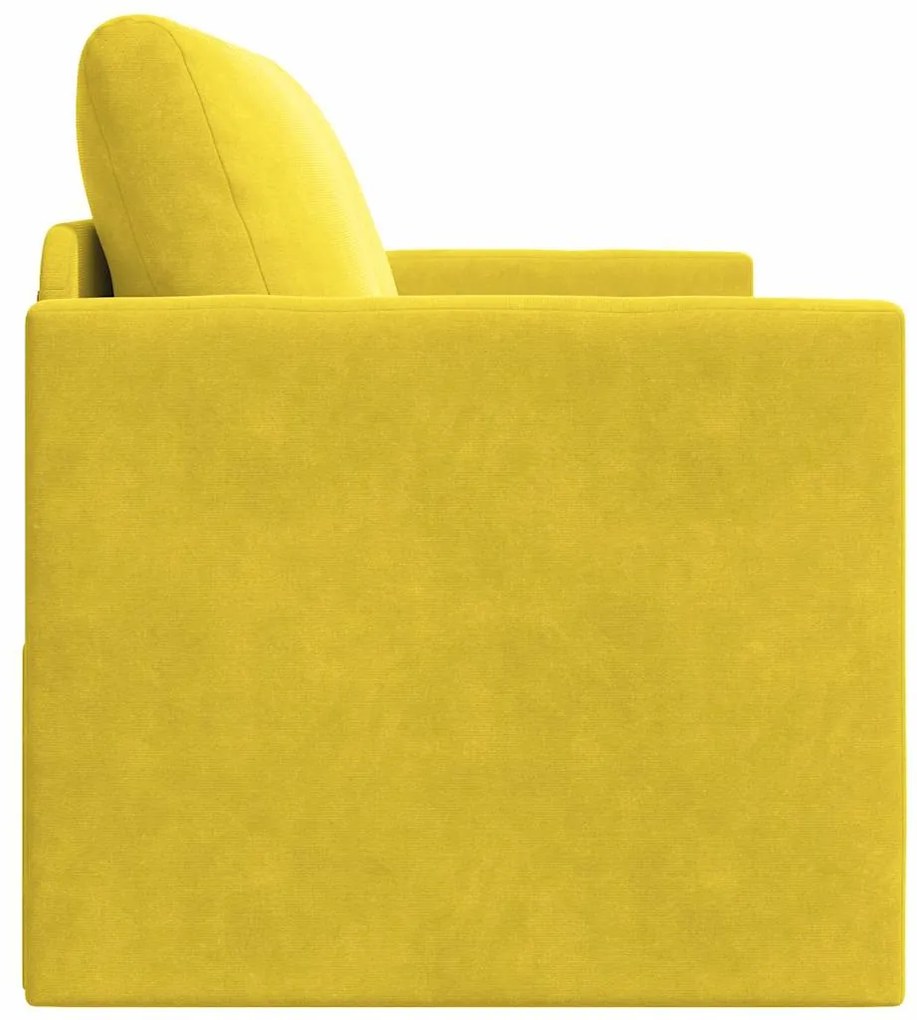 Sofá-Cama de Chão 2 em 1 Amarelo 124x204x61 cm Veludo