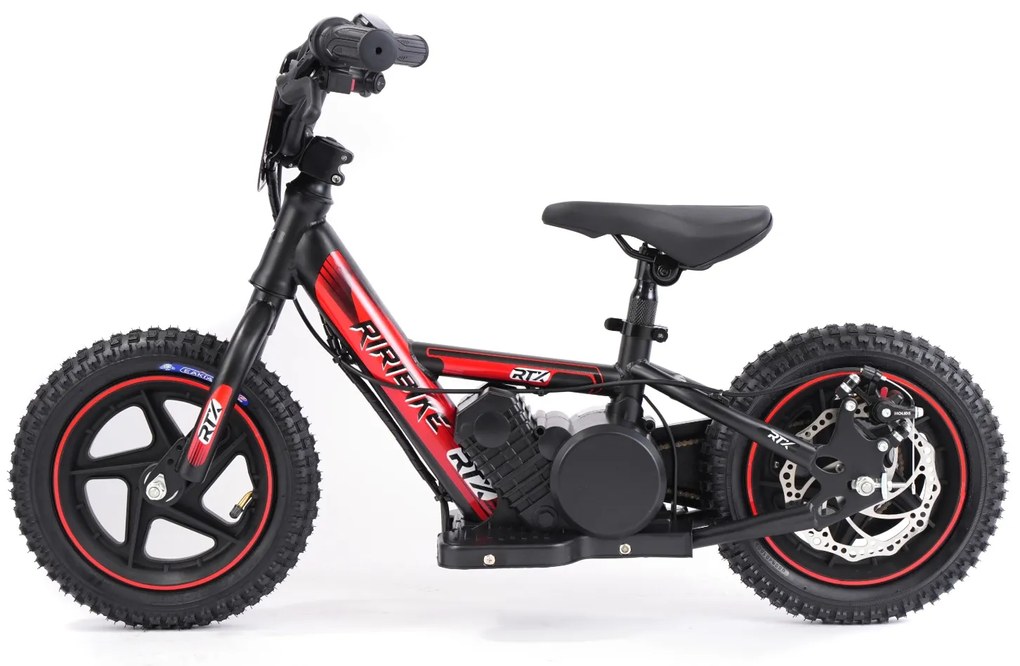 Bicicleta eléctrica para crianças RIRIBIKE RTX3 24V (12"), Batería de litio, Motor de 100W, Travão de disco vermelha