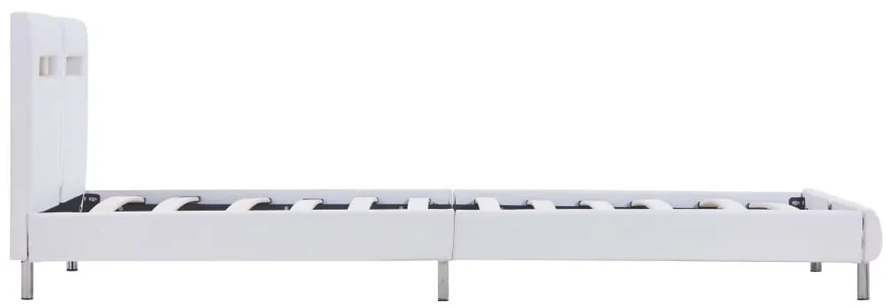 Estrutura de cama c/ LEDs 90x200 cm couro artificial branco