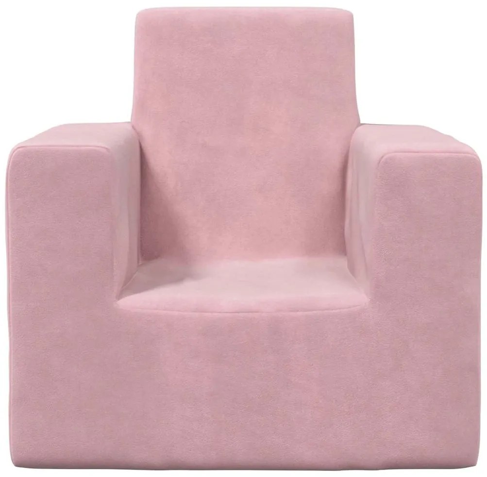 Sofá infantil de pelúcia rosa