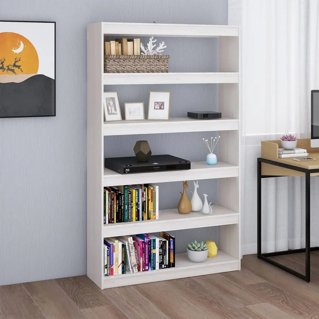 vidaXL Estante/divisória 100x30x167,5 cm pinho maciço branco