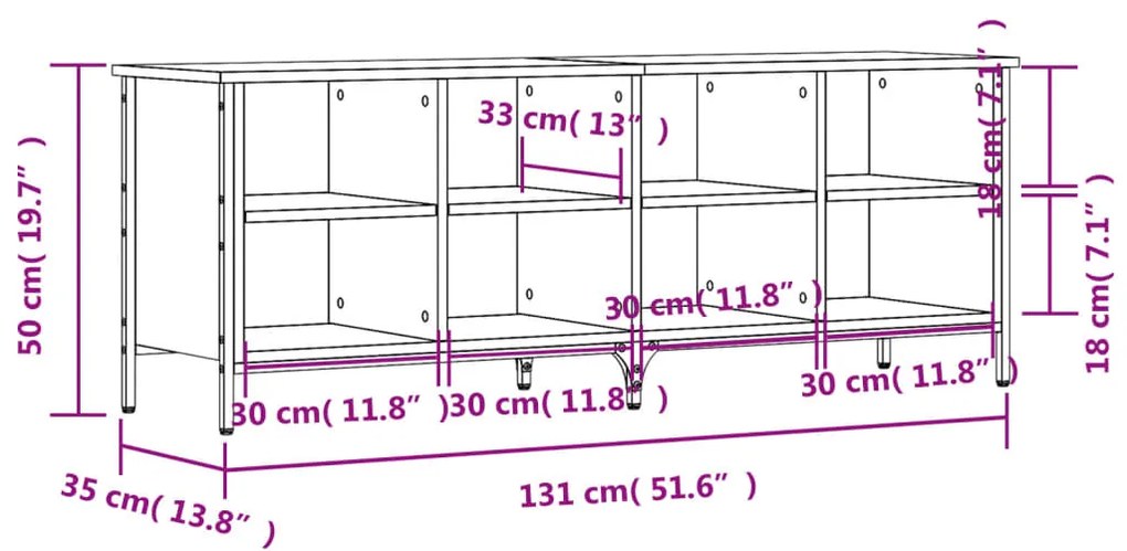 Sapateira Kiri - Com 8 Compartimentos - Cor Carvalho Sonoma - 131x35x5