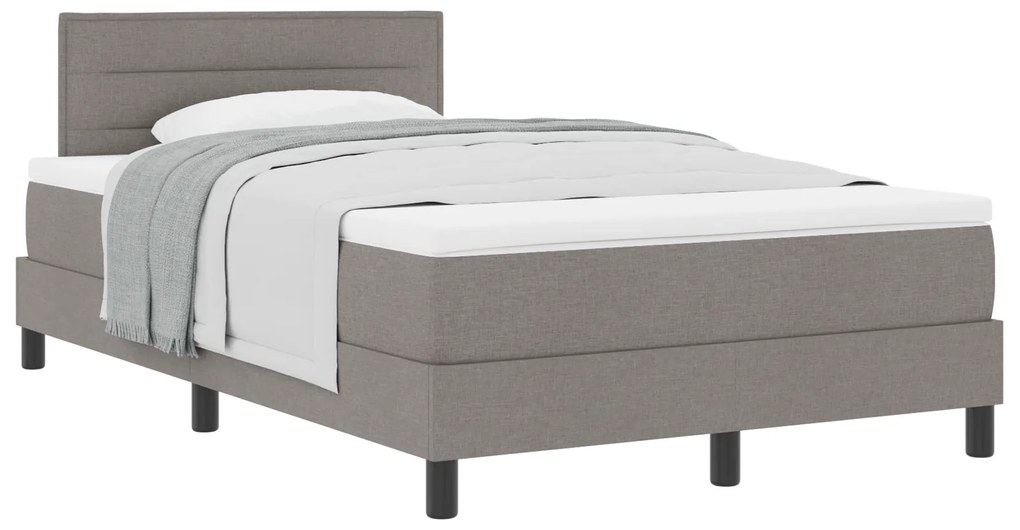 Cama Box Spring com Colchão Taupe 120x200 cm Tecido