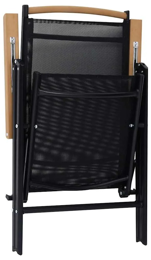 Cadeiras de jardim dobráveis 2 pcs alumínio e textilene preto