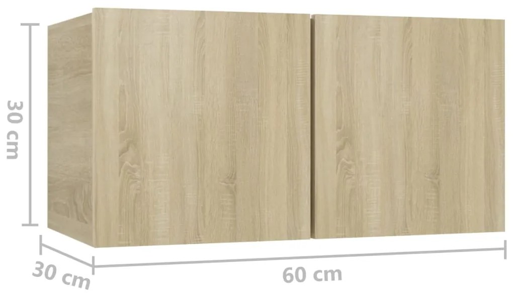 Móveis de TV para parede 2 pcs 60x30x30 cm carvalho sonoma